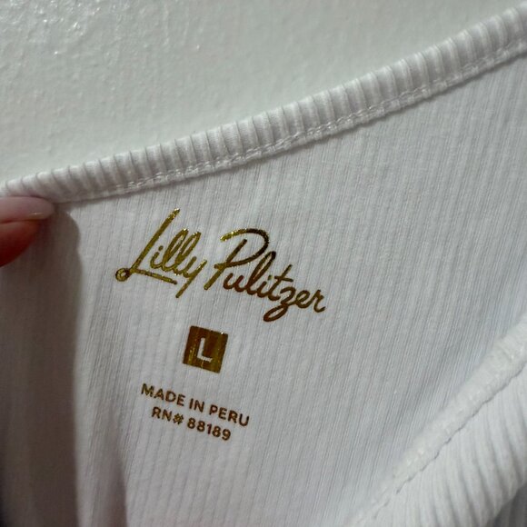 🏷 *NWT* 🤍 Lilly Pulitzer “Gael” One-Shoulder Knit Top - Resort White (Size L) - Picture 3 of 9
